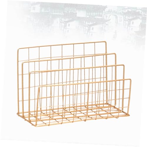jojofuny Nordic Style Wrought Iron Zeitungs Und Zeitschriftenständer Gold Stufiger Organizer Für Bücher Elegante Desktop-Dekoration Für Büro Und Zuhause Platzsparend Und Stabil von jojofuny