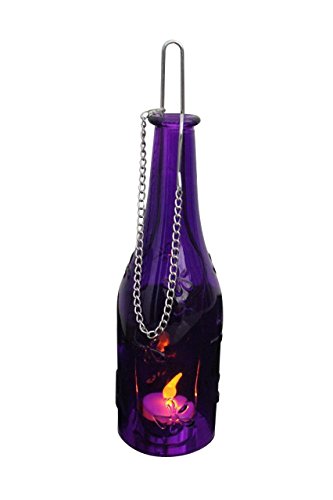 Echtglasflasche Kerzenhalter Flasche zum aufhängen versch. Farben erhältlich 14466 (lila) von joka international GmbH