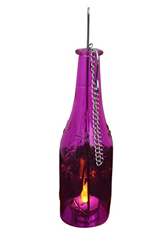 Echtglasflasche Kerzenhalter Flasche zum aufhängen versch. Farben erhältlich 14466 (pink) von joka international GmbH
