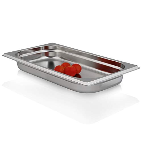 jokobela GN-Behälter :: ungelocht :: geeignet für Gaggenau, Miele und Siemens Dampfgarer (Edelstahl, Spülmaschine geeignet, Gastronorm 1/3, B 32,5 x T 17,6 x H 4,0 cm) von jokobela