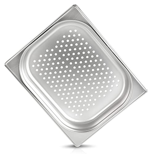 jokobela GN-Behälter 1/2 40 mm perforiert (6 mm ø) aus Premium-Edelstahl (GN-Sieb) Maße: 325 x 265 x 40 mm - Gastronormbehälter ideal für Garen mit Chafing Dish oder Bain Marie (0,6 mm dick) von jokobela