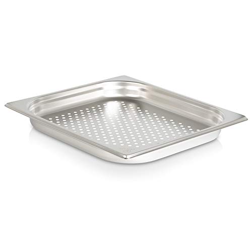 jokobela GN-Behälter 2/3 40 mm perforiert (6 mm ø) aus Premium-Edelstahl (GN-Sieb) Maße: 353 x 325 x 40 mm - Gastronormbehälter ideal für Garen mit Chafing Dish oder Bain Marie (0,6 mm dick) von jokobela