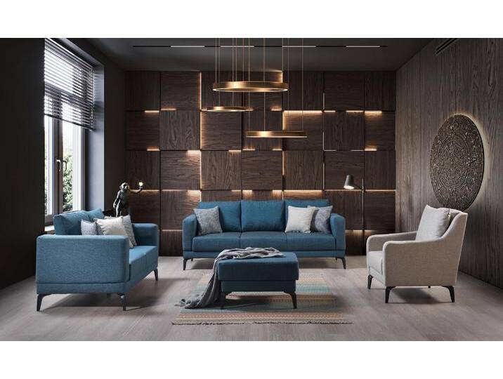 3-Sitzer, 2-Sitzer, 1-Sitzer, Pouf Sofa Set – Elegantes Wohnzimmer von jolondo