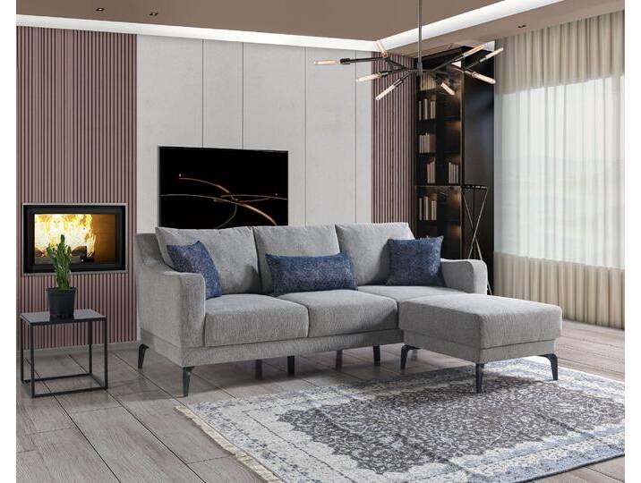 Ecksofa Lichtgrau – Stoffbezug, ergonomisch gepolstert, inkl. Kissen Ecksofa Lichtgrau – Stoffbezug, ergonomisch gepolstert, inkl. Kissen von jolondo