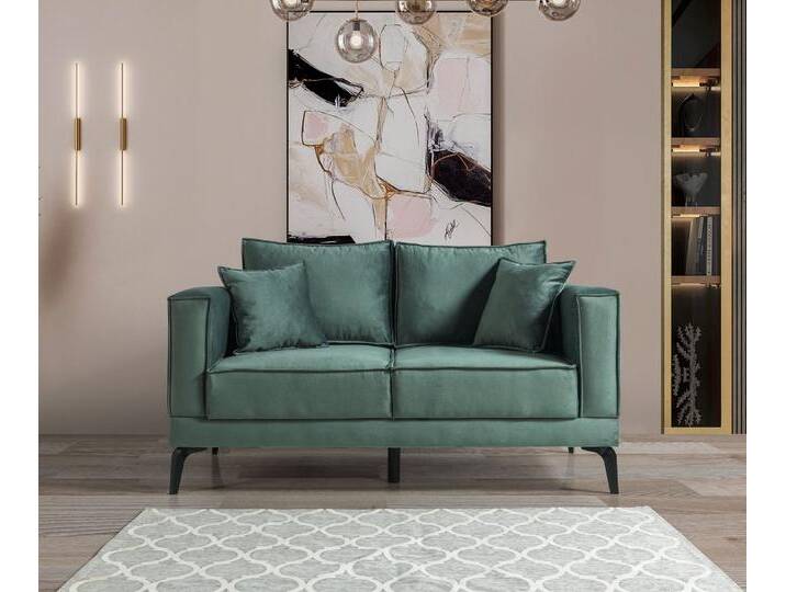 Zweisitzer Sofa Smaragdgrün – Bequem, stabil, mit Kissen von jolondo