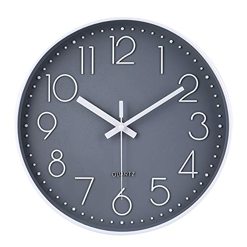 jomparis 30cm Modern Quartz Lautlos Wanduhr Schleichende Sekunde ohne Ticken Analoge Wanduhr Dekor für Wohnzimmer, Zimmer, Büro (Grau) von jomparis