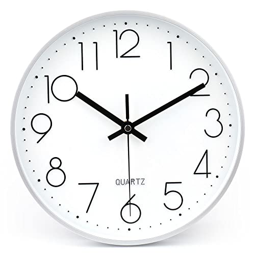 jomparis Wanduhr, batteriebetrieben, leise und Nicht tickende Wanduhr für Zuhause, Büro, Bad, 25,5 cm, Silber jomparis Wanduhr, batteriebetrieben, leise und Nicht tickende Wanduhr für Zuhause, Büro, Bad, 25,5 cm, Silber von jomparis