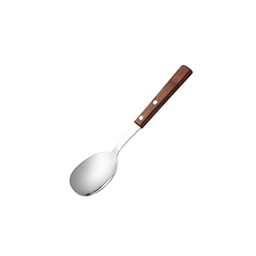 jonam Löffel Edelstahl-Esslöffel mit hölzernem Griff Essstäbchen Sieb Küchentisch Dessert Löffel Küchenzubehör (Color : Colander) von jonam