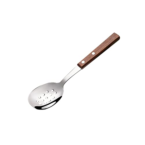jonam Löffel Edelstahl-Esslöffel mit hölzernem Griff Essstäbchen Sieb Küchentisch Dessert Löffel Küchenzubehör (Color : Spoon) von jonam