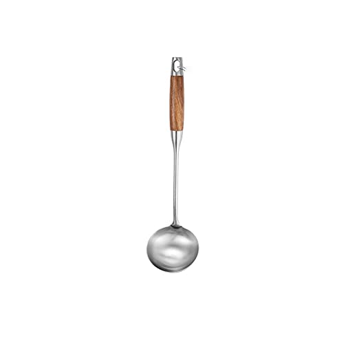 jonam Löffel Edelstahl-Kochsuppe-Löffel mit langem hölzernem Griff für Zuhause, Haken-Design, ARC-Design von jonam