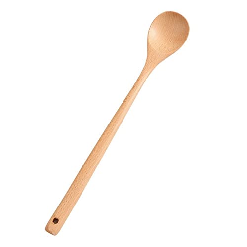 jonam Löffel Long Spoons Wooden Style Natural Wood Long Handle Round Spoons For Soup Cooking Mixing Stirr Kitchen Home (Color : Black) von jonam