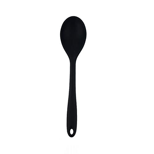jonam Löffel Silicone Spoon Mixing Soup Cake Butter Spatula Spoons Cooking Utensils Tableware Kitchen Soup Spoons Mixer Kitchen Tools (Color : Black) von jonam