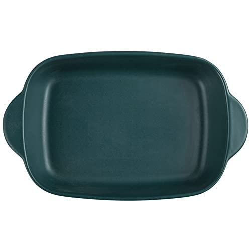 jonam Teller Backform Gebackene Reisplatte Gemüseplatte Keramik Doppelohrplatte für Ofen/Mikrowelle Rechteckige Backform (Color : Green) von jonam