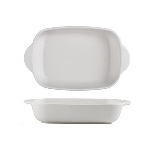 jonam Teller Backform Gebackene Reisplatte Gemüseplatte Keramik Doppelohrplatte für Ofen/Mikrowelle Rechteckige Backform (Color : White) von jonam