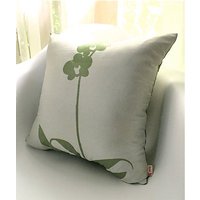 Orchideen-Kissen Pistaziengrünes Deko-Kissen Siebdruck Seidenkissen 43 cm von joom