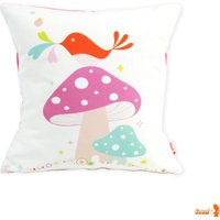 Limited Edition Birdie Auf Einem Pilz 13 Zoll Quadrat Kissen von joom