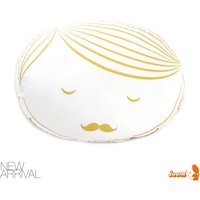 Limitierte Auflage Gesicht Plüsch Kissen in Senf Gelb Druck von joom