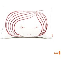 Roter Druck Auf Weißer Baumwolle Mädchen Gesicht Rechteck Kissen Roter Druck Auf Weißer Baumwolle Mädchen Gesicht Rechteck Kissen von joom