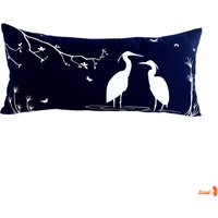 Sale - Navy Blaue Reiher Lovers in The Swamp Rechteck Kissen von joom