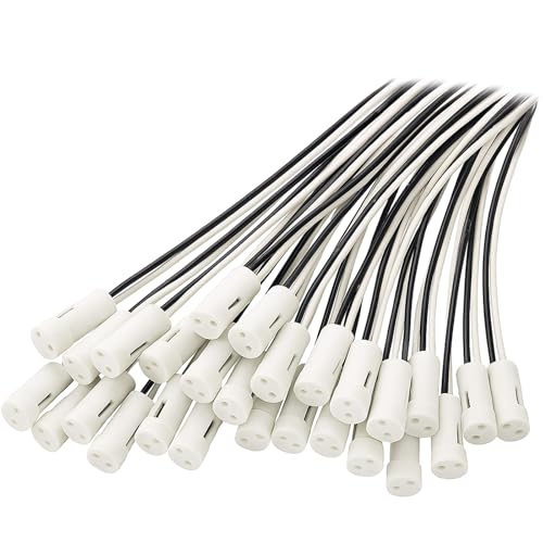 joonnair 25 Stück g4 Sockel Lampenfassung Mit 10 CM DIY Kabel, G4 Lampenfassungen Keramik Fassung für Quarz-Leuchtmittel, Halogen Leuchtmittel, LED Leuchten von joonnair