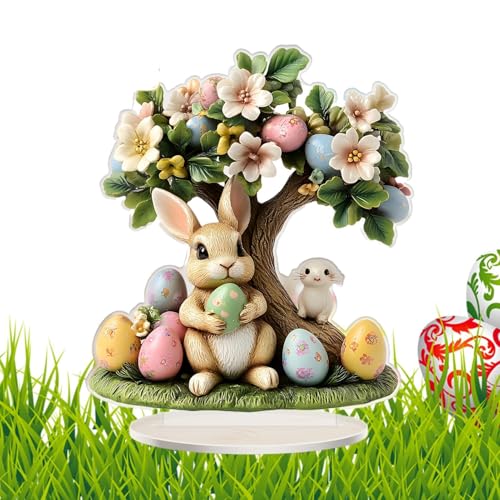 Osterhasen - Bürohasen Schreibtisch Ostereier Baum Schreibtisch, 2D Flache Acryl-Ostereierbaum-Tischdekoration, Osterhase Figur Aus Keramik Büro Ostern Deko Niedliche Miniatur Bürohasen Für Dezember von jopiuieo
