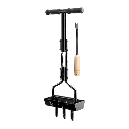 Rasenlüfter, Aerifizierer Für Rasen Hohlspoon Mit Ablageschale Und Gartengeräten, T-Griff Rasenbelüfter Vertikutierer, Heavy Duty Rasenspecht Rasen Belüften Für Rasen Oder Hof von jopiuieo
