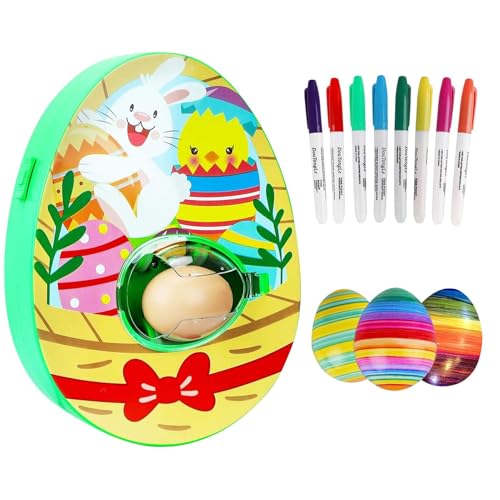 jopiuieo Ostereier Maschine, Osterei Dekorationsset, Ostereier Dekos Kit Mit Eier-Malgerät - 8 Farben Marker Stiftes & 3 Eier, DIYGemalte Deko Für Kinder von jopiuieo