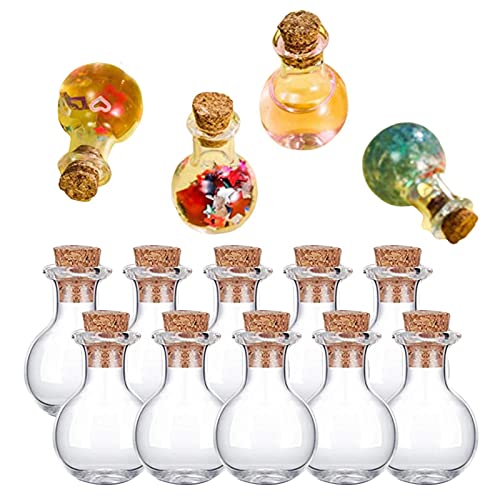 jopiuieo Wunschflasche aus Glas | Winzige Flaschen mit Korkverschluss - 10 Stück Glasflaschen, Wunschflasche, Glasflasche mit Nachricht, kleine Flaschengläser für Hochzeitsfeier, Bastelbedarf von jopiuieo