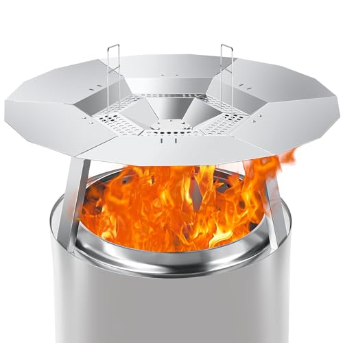 Hitzeschutz für Soloofen, Lagerfeuer, 74,9 cm, Wärmeabweiser für Feuerstelle, verbessert Wärme und Komfort für Ihre Feuerstelle, 304 Edelstahl, mit Tragegriff und 3 Beinen, Zubehör von joqepy