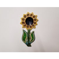 Handgemacht, Dekorativ, Steingut, Keramik & Glas Gelbe Sonnenblume Blumen Wandbehang Plakette Fliese von jostudio37