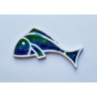 Handgemachte Blaue, Grüne Und Weiße Fisch-Keramik - Glaswandbehang, Plaquefliese Frostsicher von jostudio37