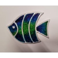 Handgemachte Blaue Engel Fisch Keramik & Glas Wandplakette Fliesen Badezimmer Frostsicher von jostudio37