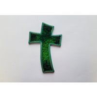 Handgemachte Grüne Keramik Und Glas Kreuz Wandtafel Christian Ostern Taufe Religiöses Geschenk von jostudio37