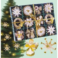 Strohschmuck 168 Figuren, Santa Claus Set Handarbeit, Stroh+Weiß Mit Glitzer, Geschenkkarte Inkl Strohschmuck 168 Figuren, Santa Claus Set Handarbeit, Stroh+Weiß Mit Glitzer, Geschenkkarte Inkl von josyArtmade