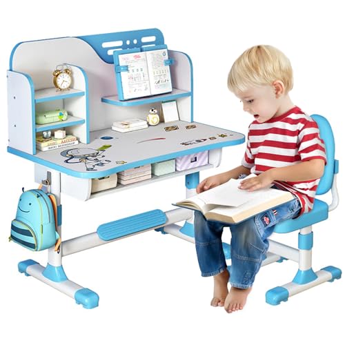 joukares Kinder Lernschreibtisch Set, höhenverstellbarer Schülerschreibtisch mit Stuhl, ergonomisches Tisch‑Stuhl‑Set, Stabiler Kinderschreibtisch mit Schublade, große Arbeitsfläche, Schulmö joukares Kinder Lernschreibtisch Set, höhenverstellbarer Schülerschreibtisch mit Stuhl, ergonomisches Tisch‑Stuhl‑Set, Stabiler Kinderschreibtisch mit Schublade, große Arbeitsfläche, Schulmö von joukares