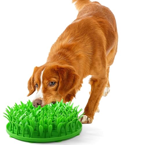joukares Silikongrasmatte Hunde Slow Feedermatte Anti-Rutsch Interaktives Haustier Futter Spielzeug Katze Futtermatte Leckpolster für Katzen & Hunde Grün von joukares