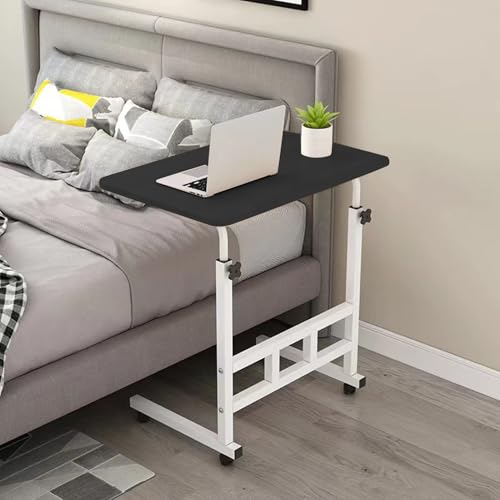 joukares Tragbarer Laptop-Überbetttisch, Verstellbarer Nachttisch mit neigbarer Oberfläche und kompakter Ablage, rollender TV-Tablett für Sofa oder Schlafzimmer, perfekt zum Arbeiten, Essen Entspa von joukares