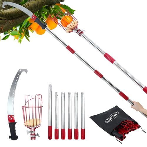 Astsäge Mit Teleskopsäge 2.4m,T,Einstellbare Länge 3-in-1 Handsäge Teleskopstange,Und Obstpflücke Für Hohe Äste Abschneiden Und Obst Grabber,Gartengeräte-Set -JOVANT von jovant