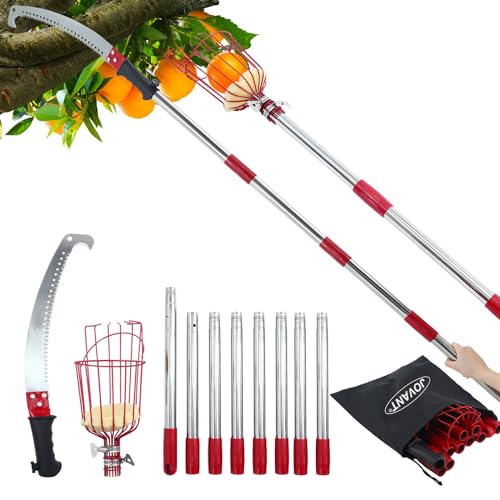 Astsäge Mit Stiel 3.2m,Teleskopsäge,Einstellbare Länge 3-in-1 Handsäge Teleskopstange,Und Obstpflücke Für Hohe Äste Abschneiden Und Obst Grabber,Gartengeräte-Set -JOVANT von jovant