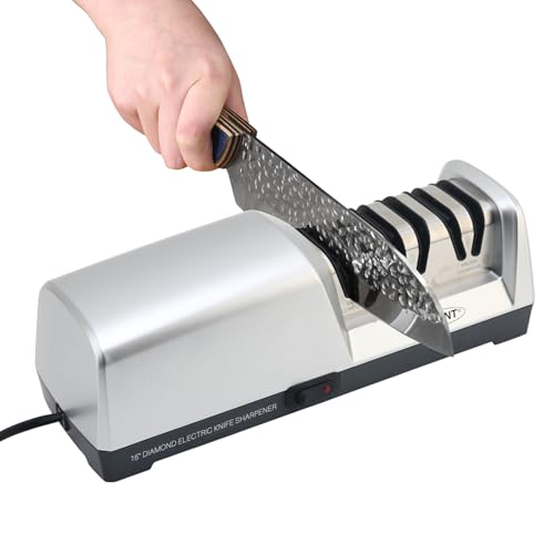 JOVANT 15 Grad Messerschärfer, 3-in-1 Elektrischer Messerschärfer für Fleisch und Gemüsemesser, Profi für Grobes, Feines Schleifen und Polieren Küchenmessern (inkl. Kochmesser) von jovant