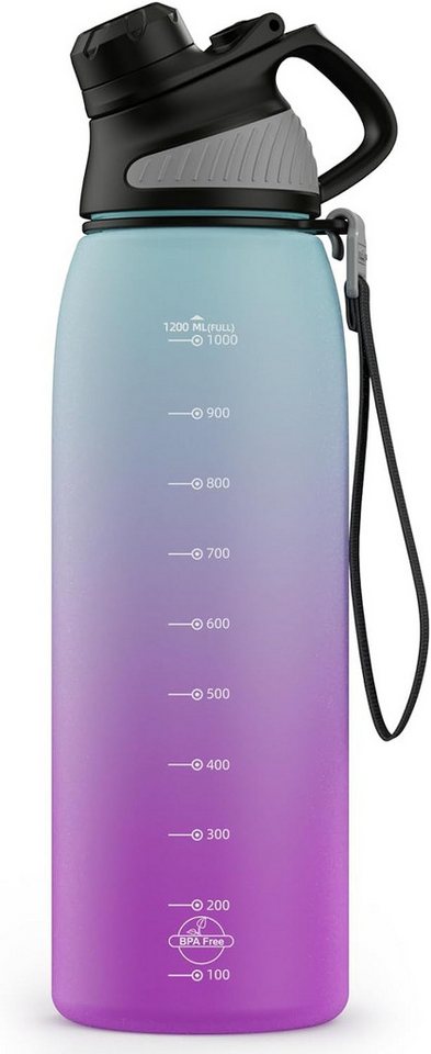 joyami Trinkflasche mit Zeitmarkierung,Auslaufsicher Magnetische Kappe, BPA-frei,1,2L, BPA- frei von joyami