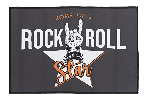 joycraft DMR-4060 Türmatte Rockstar - Rutschfeste Vintage Home of a Rock 'n' Rollstar Fussmatte - Cooler Retro Rocker Schuhabtreter - 40 x 60 cm Fuß-Abstreifer - Schmutzfangmatte im Heavy Metal-Design von joycraft