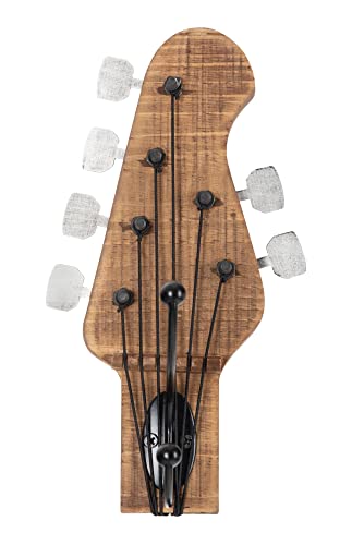 joycraft GG-21 Garderobenhaken in Gitarrenform - Dekorative Doppel-Hakengarderobe für Kleidung, Handtücher, Taschen, Schlüssel usw. - Wandhalter aus Holz & Metall - Detailgetreue Gitarrenkopfplatte von joycraft