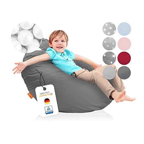 joyfill® XXL Sitzsack Kinder ÖKO-TEX Zertifiziert & 100% Made in Germany I Extra leise & Schadstofffreie Mikroperlen I Kinder Sitzsack XXL mit weichem Baumwollbezug ideal für Jungen & Mädchen von joyfill