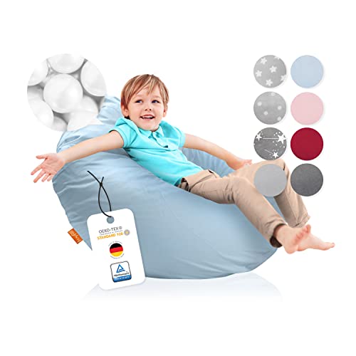 joyfill® XXL Sitzsack Kinder ÖKO-TEX Zertifiziert & 100% Made in Germany I Extra leise & Schadstofffreie Mikroperlen I Kinder Sitzsack XXL mit weichem Baumwollbezug ideal für Jungen & Mädchen von joyfill