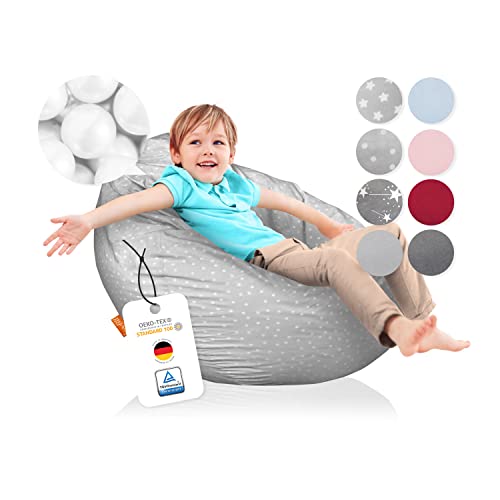 joyfill® XXL Sitzsack Kinder ÖKO-TEX Zertifiziert & 100% Made in Germany I Extra leise & Schadstofffreie Mikroperlen I Kinder Sitzsack XXL mit weichem Baumwollbezug ideal für Jungen & Mädchen von joyfill