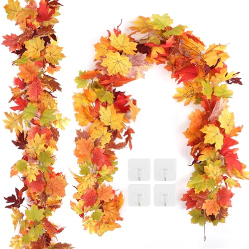 Joyhalo Herbstgirlande, Ahornblätter-Girlande, für drinnen und draußen, Herbstdekoration, hängende Ahornblätter für Kaminsims, Türrahmen, Kamin und Thanksgiving-Dekoration, 2 Stück Joyhalo Herbstgirlande, Ahornblätter-Girlande, für drinnen und draußen, Herbstdekoration, hängende Ahornblätter für Kaminsims, Türrahmen, Kamin und Thanksgiving-Dekoration, 2 Stück von joyhalo