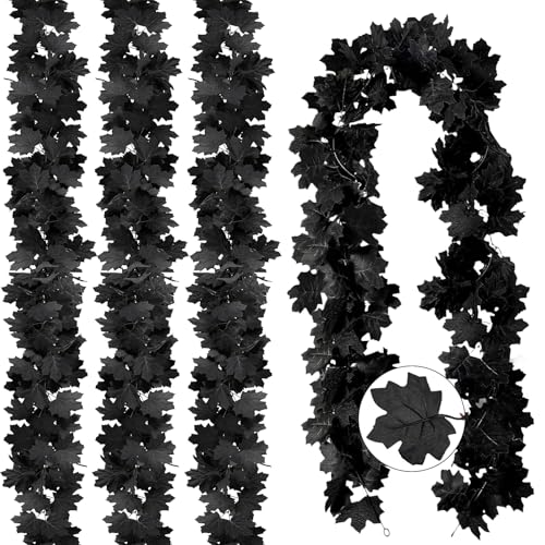 Joyhalo Schwarze Ahornblatt-Girlande, Halloween, künstliche hängende schwarze Reben, Halloween-Outdoor-Girlande für Kaminsims, Türrahmen, Kamin und Thanksgiving-Dekoration, 4 Stück Joyhalo Schwarze Ahornblatt-Girlande, Halloween, künstliche hängende schwarze Reben, Halloween-Outdoor-Girlande für Kaminsims, Türrahmen, Kamin und Thanksgiving-Dekoration, 4 Stück von joyhalo