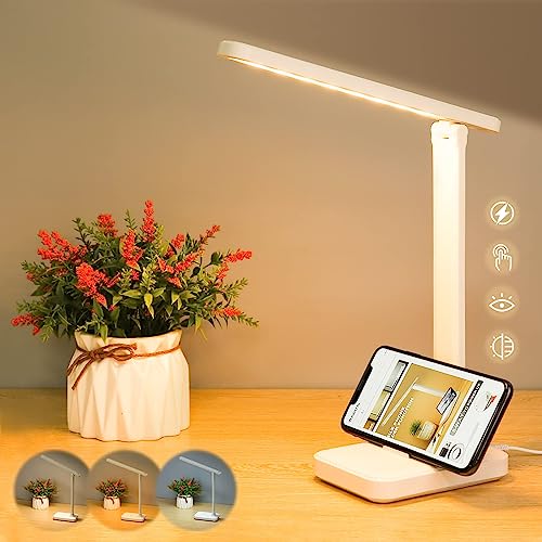 LED Desk Lamp - Table Lamp, Touch Control Reading Lamp, No Flicker, Continuous Dimming, 3 Colour Temperature Levels, Eye Protection, USB Interface DC5V 1A, Lamps for Office von joyliveCY