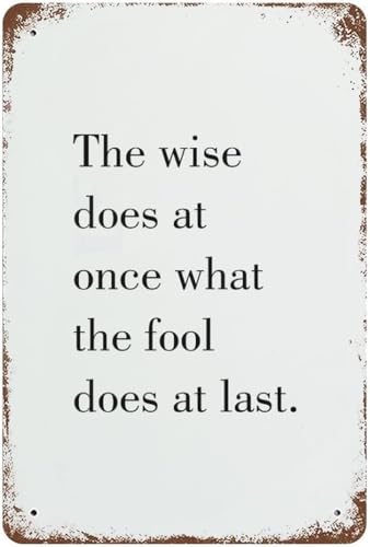 joysperous Blechschild mit Aufschrift "The Wise Does at Once What The Fool Does at Last", Heimdekoration, Geschenk für Eltern, Freunde, Zuhause, Büro, Restaurant, Garage, Bar, 20,3 x 30,5 cm von joysperous